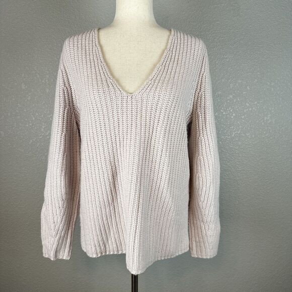 Line The Label Oversize V-Neck Chunky Sweater Size XS Blush Pink Wool Cashmere - Picture 1 of 8